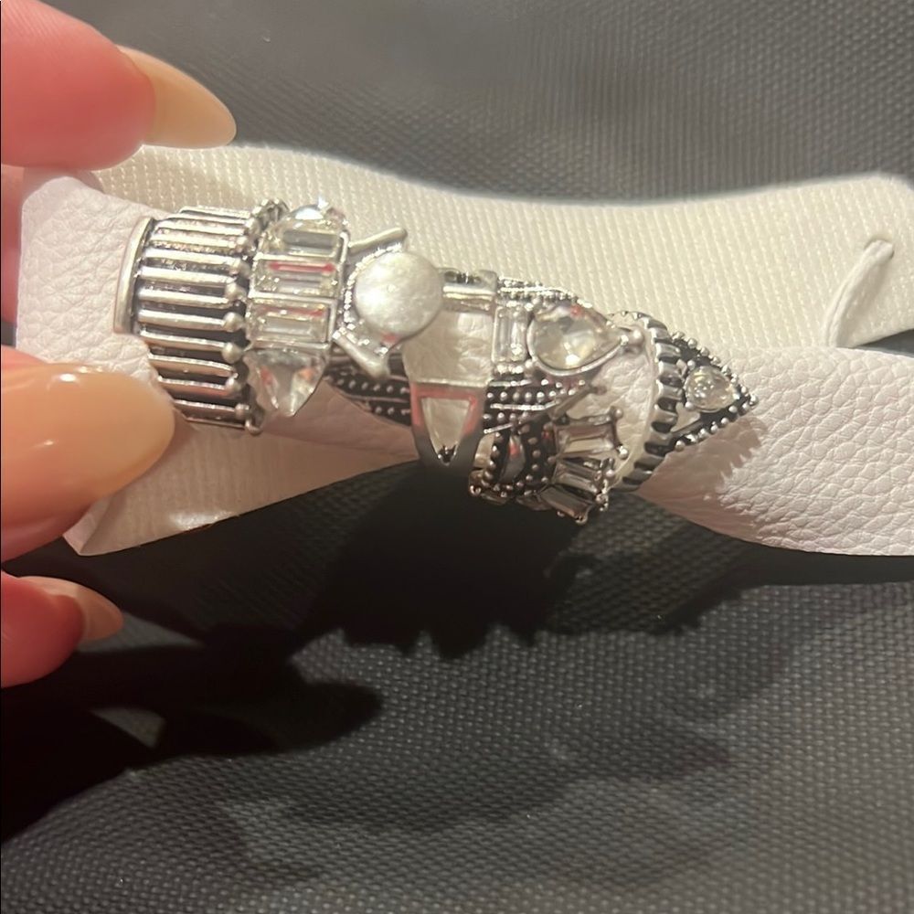 NWT Free People Silver Statement Ring (Set of 4)